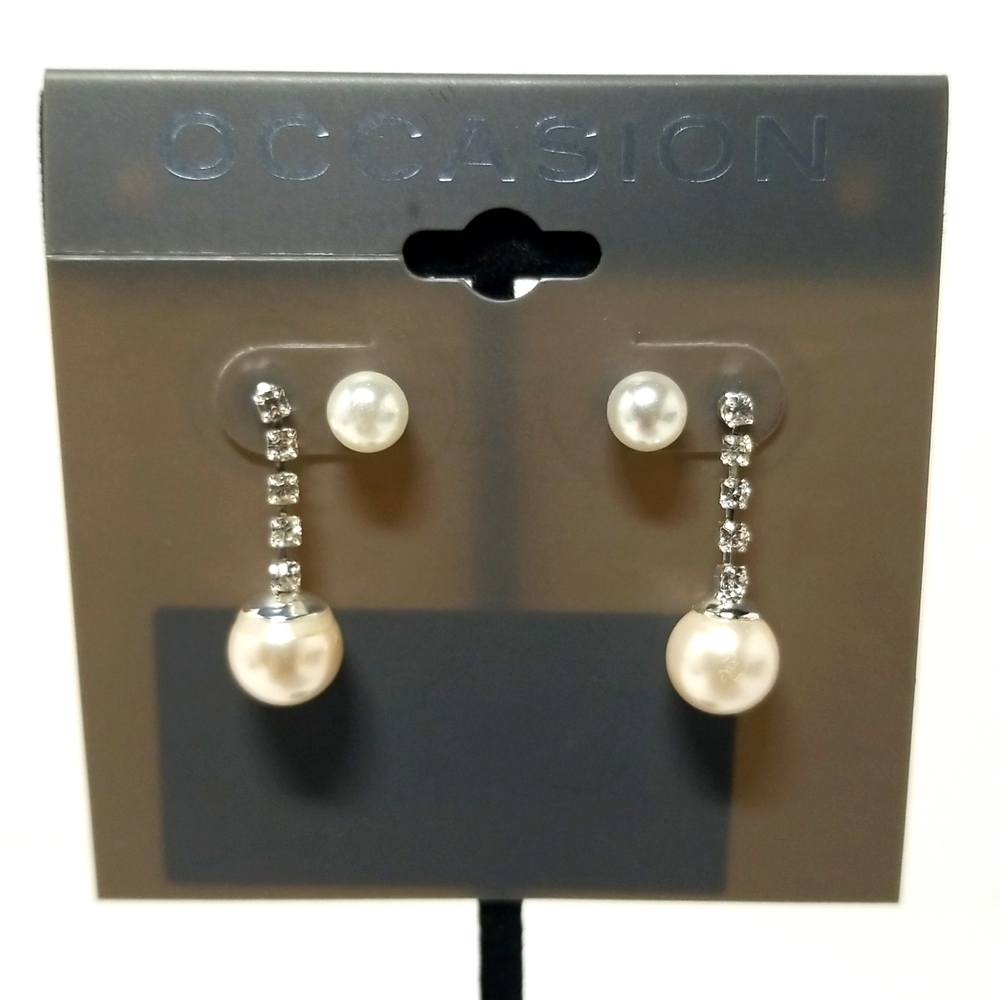 Occasion Faux Gemstone & Pearl Womens 2 Earrings